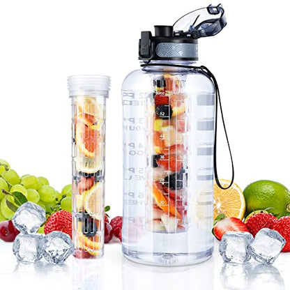 UTEBIT Fruit Infuser Water Bottle - 68 OZ Leakproof Plastic Infusion Bottle With Straw for Gym, Camping, Travel, Outdoor - style: 68OZ