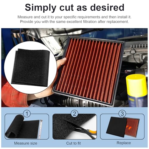 Air Filter Foam Sheet Material, 24" x 12" x 3/8" 40 PPI Filter Foam Sheet | Reusable Air Filter for Cutting and Fitting Purifier, Aquarium, Fish Tank, Air Conditioner