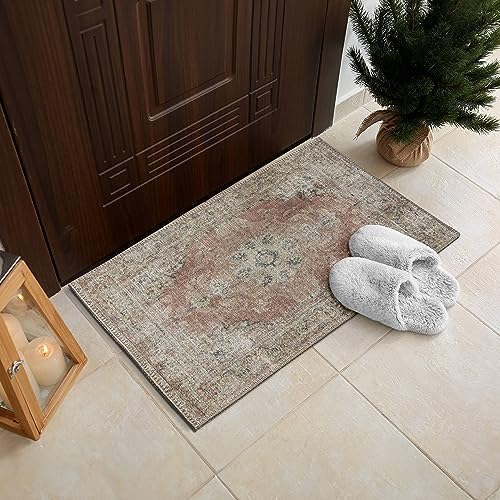 RugOver Machine Washable Area Rug, Pet-Friendly and Non-Slip Indoor Carpet for Kitchen, Bathroom, Living Room, Home Floor Decoration(Flesh/Oatmeal, 2' x 3') - color: 0030, size: 2' x 3'