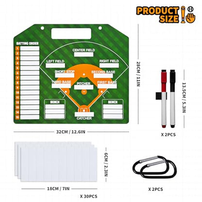Magnetic Baseball Lineup Board,Baseball Dry Erase Board for Coaches,Softball Coaching Accessories,Baseballs Lineup Cards, Baseballs Clipboard for Coaches with 30 Cards