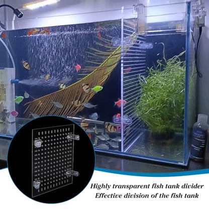 PH PandaHall Acrylic Fish Tank Divider Kit Clear Aquarium Divider Fish Tank Separator Set with Suction Cups Isolation Grid Board Flapper Dividing Net for Separating Fishes Accessories 11.8x9.8 inch