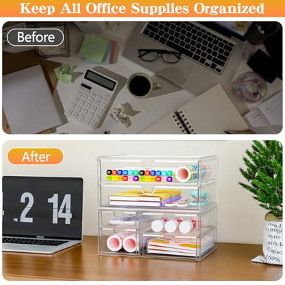 ARSTPEOE Acrylic Organizer with 6 Drawers, Bathroom Counter Organizer, Makeup Desk Organizers, Office Supplies, Storage Drawers for Cosmetic, Pencil, Coffee - size: 6 Drawers