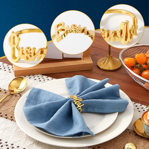 APTWOW Bismillah Letter Napkin Rings Set of 12 - Gold Metal Eid Mubarak Napkin Holder, Ramadan Napkin Rings for Ramadan Banquet Party Dining Table Decoration