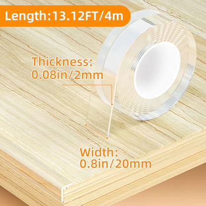 Clear Edge Protector Strip Sharp Edge Wrap Cover Tape,0.8 in x 13.12 FT,Self Adhesive Protective Bumper Guards for Cabinet Door Desk Glass Table Bed Furniture, Kitchen Countertop, Waterproof - size: 0.8in x 13.12FT