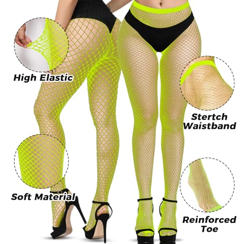 Buauty Black Fishnet Stockings for Women, Fishnet Tights Plus Size One Size Fit All - color: Yellow, size: One Size