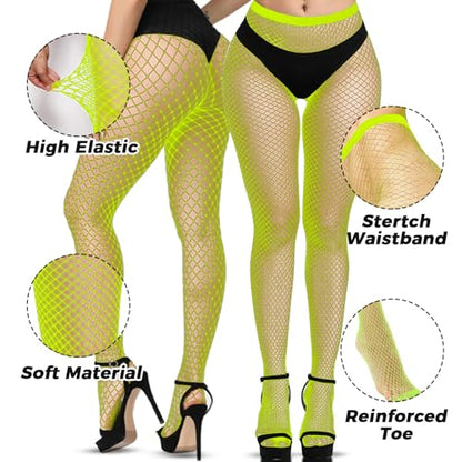 Buauty Black Fishnet Stockings for Women, Fishnet Tights Plus Size One Size Fit All - color: Yellow, size: One Size