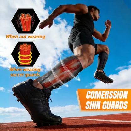 XZQTIVE Soccer Shin Guards Shin Defender for Kids Youth Adult, Ski Shin Guard Calf Compression Sleeve with Honeycomb Shin Pads - color: black, size: XX-Small