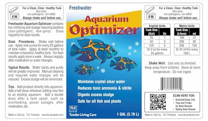 TLC Products, Freshwater Aquarium Optimizer, Aquarium Water Clarifier, Reduces Ammonia, 1 Gallon - size: 1 Gallon (3.78 L)