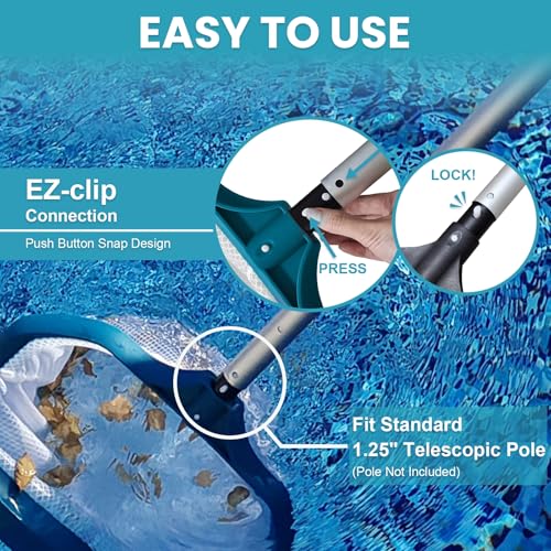 17.5" Ultra Fine Mesh Pool Net Skimmer, Deep Bag Leaf Rake (No Pole) | Extra Wide Scoop Edge, Plastic Reinforced frame, Double Layer Diamond Deep Net for Swimming Pool Cleaning Leaves, Debris - size: Diamond Pool Rake
