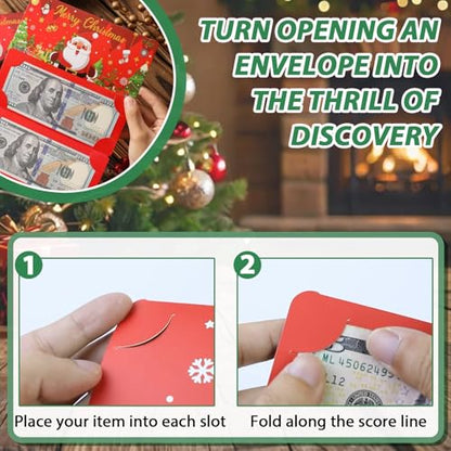 3 Pack Christmas Cash Gift Envelopes, Christmas Money Envelopes, DIY Cash Gift Card Holders Xmas with 10 Slots for Men Women Kids Birthday Xmas Party Supplies
