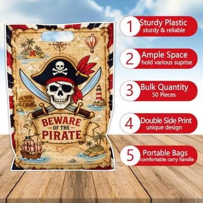 Falueqg Pirate Goodie Candy Gift Bags Pirate Theme Treasure Party Supplies - color: Piarate
