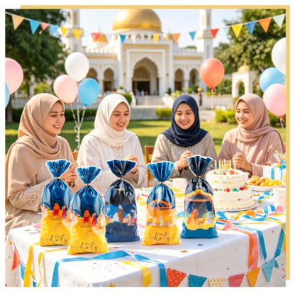 LERCTH Eid Mubarak Cellophane Treat Bags, 4 Designs Holy Night Plastic Candy Bags with Twist Ties for Religious Holiday Celebrations Party Favors - color: Holy Night Bags 50 packs