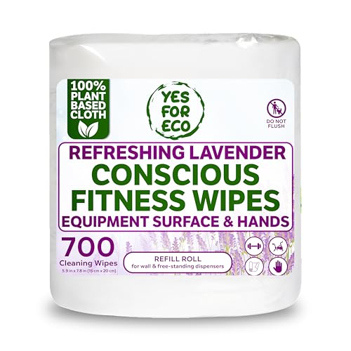Plant-Based Eco-Conscious Fitness Wipes | Infused with Lavender & Tea Tree Oil | All-Purpose Cleaning Wipes for Yoga, Pilates, and Gym Equipment (700 Count (Pack of 1)) - size: 700 Count (Pack of 1)