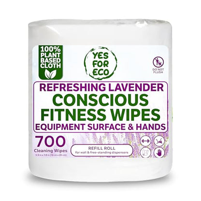 Plant-Based Eco-Conscious Fitness Wipes | Infused with Lavender & Tea Tree Oil | All-Purpose Cleaning Wipes for Yoga, Pilates, and Gym Equipment (700 Count (Pack of 1)) - size: 700 Count (Pack of 1)