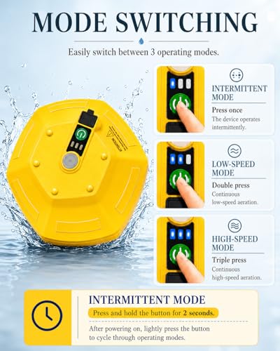 2026 New Bait Bucket Aerator for Fishing, Floating & Rechargeable IPX7 Waterproof Oxygen Pump, Ultra-Quiet Bubbler for Live Minnows, Portable Fish Tank & Aquarium Aerator