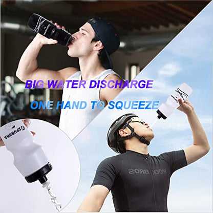 Bike Water Bottles 750ml Bicycle Mtb Road Mountain Bottle, Squeeze, Bpa Free Reusable Bike/Outdoors/Sports/Cycling/Running Water Container, 24 Ounce Volume, 2 Pack White - color: White 2 pack