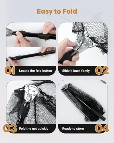Pawfly Fishing Net with Collapsible Aluminum Handle and Nylon Mesh for Aquarium Pond Freshwater and Saltwater, Minnow Net for Bait and Trout, Portable Fishing Landing Net - size: 10" x 13"