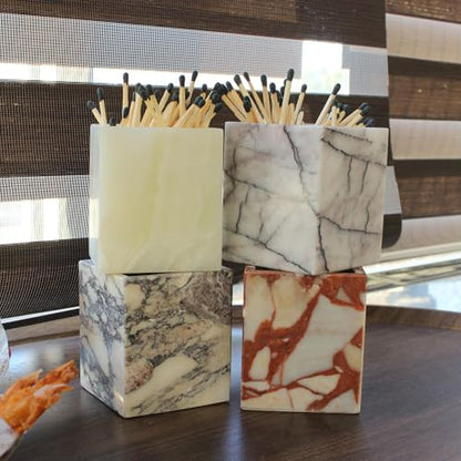 Calacatta Red Marble Toothbrush Holders for Bathroom, Natural Marble Makeup Brush Holder Countertop Organizer - color: Calacatta Red