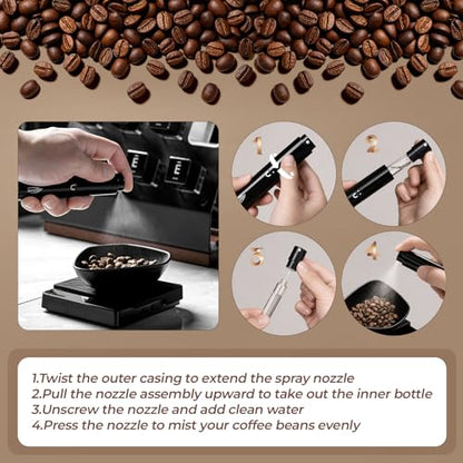 IKAPE Plastic Coffee Bean Dosing Cup and Spray Bottle Kit for Espresso, Coffee Bar Accessories for Reducing Coffee Power Static, Dosing Tray for Coffee or Tea, Sugar(Black)