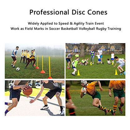 Disc Soccer Training Cones, Multi-Color Field Markers for Football, Basketball and Agility Drills