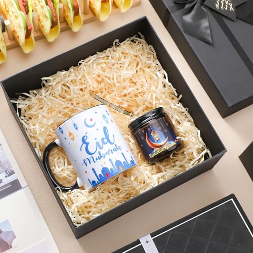 Meanplan 4 Pcs Islamic Ramadan Eid Gifts Mubarak Mug Ramadan Scented Candles Allah Gold Bangles Bracelets Jewelry Gift for Muslim Men and Women Muslim Holidays Eid Ramadan New Year Gifts