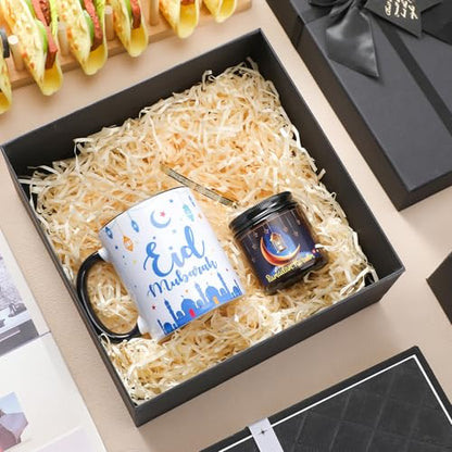 Meanplan 4 Pcs Islamic Ramadan Eid Gifts Mubarak Mug Ramadan Scented Candles Allah Gold Bangles Bracelets Jewelry Gift for Muslim Men and Women Muslim Holidays Eid Ramadan New Year Gifts