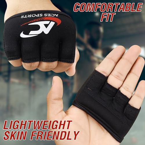 Gel Knuckle Protector, Black MMA Gel Hand Guard, Fingerless Design - size: Large-X-Large