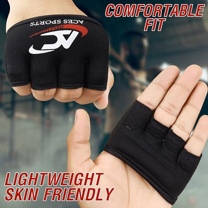 Gel Knuckle Protector, Black MMA Gel Hand Guard, Fingerless Design - size: Large-X-Large
