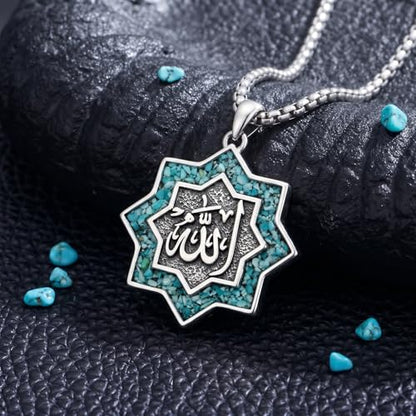 PELOVNY Allah Necklace for Men Women 925 Sterling Silver Islam Allah Pendant Chain Islamic Muslim Religious Jewelry Gifts - color: Allah-07