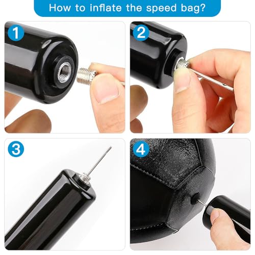 Benelabel Boxing Speed Bag with 360° Swivel Mount Premium Leather Boxing Speed Bag with Hanger and Inflator - Easy to Install and Use - Improve Your Speed and Reflexes - color: Black Speed Bag with Mount