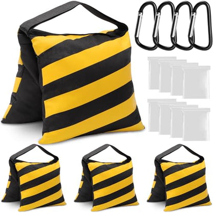 4 Packs Yellow Sandbag Weight Bags for Light Photography Video Equipment | Heavy Duty Saddlebags for Backdrop Stand, Photo Tripod, Canopy, Pop up Tent, Umbrella Base, Fishing Chair, Picnic Table - color: Yellow