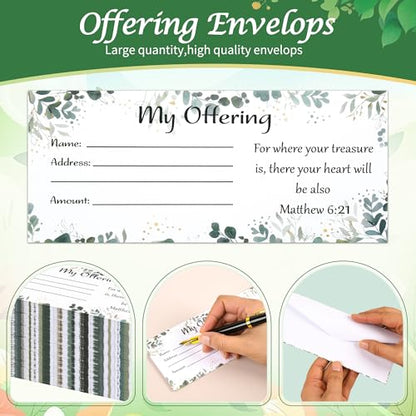 Tithes and Offering Envelopes for Church Donation - Bill Size for Checks and Cash (500 Count)