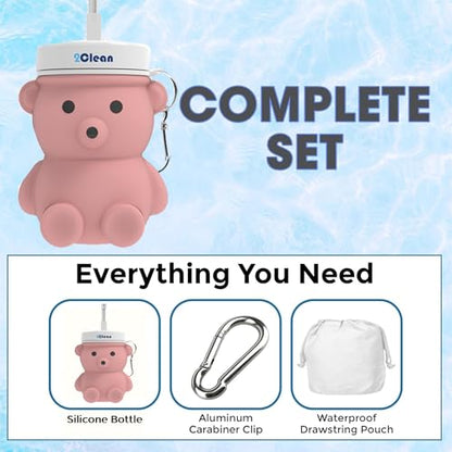2Clean Portable Travel Bidet 300ml Collapsible Peri Bottle Handheld Sprayer - color: Pink