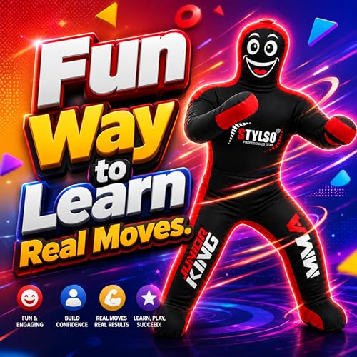 Unfilled Wrestling Dummy for Kids – Youth Grappling Dummy BJJ, MMA, Jiu Jitsu & Judo Training Partner – Durable Martial Arts Practice Buddy - color: Black, size: 3ft / 36"