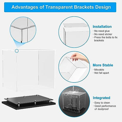 Clear Boxing Glove Display Case,Self-Assembly Acrylic Baseball Glove Display case for Full Size,Football Glove Display Case Holder Showcase.Baseball Mitt Ball Display Case with Black Base Riser Stand - size: Boxing Glove Display Case