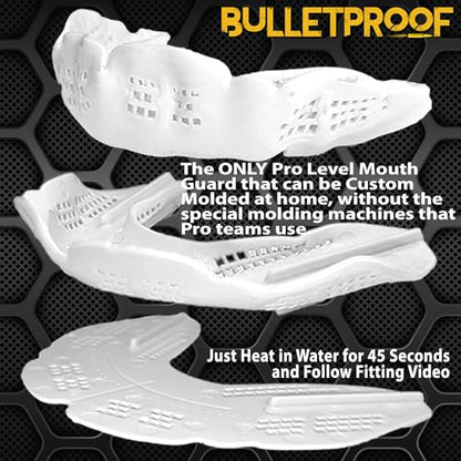 Bulletproof MMA & Boxing Mouth Guard: Thinnest Most Breathable Mouthguard! | 3X Stronger for Fighting: Boxing, Martial Arts, Muay Thai, Taekwondo, Sparing, Jiu Jitsu etc. Men & Women. Braces Option too! - color: Clean White, size: FIGHTING
