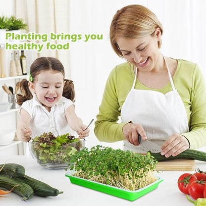 EBaokuup 5 Pcs Seed Sprouter Tray with Drain Holes - BPA Free Seed Germination Propagation Trays, Soil-Free Wheatgrass Bean Sprouts Microgreens Growing Kit with Germinating Paper - color: Green,5pack