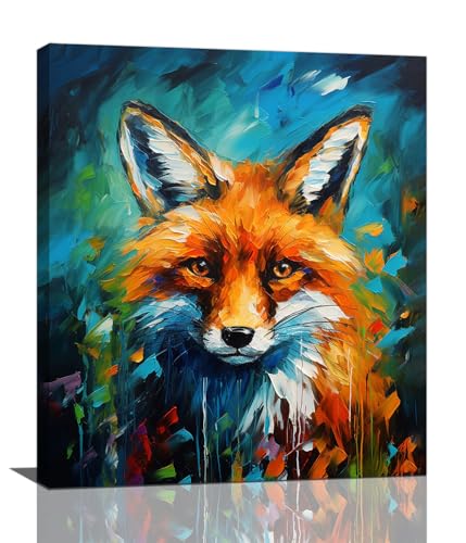 Fox Decor Wall Art Banksy Fox Pictures Wall Decor Canvas Prints Framed Artwork Paintings Poster Fox Gifts Decorations for Home Kitchen Bedroom Living Room Bathroom Office 20"x24" - color: Fox, size: 20L" x 24W"