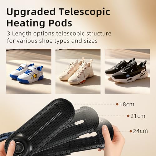 Electric Boot Dryer, Shoe Warmer with IC Controller, Footwear Travel Dryers Silent with 3/6/9 Hours Timer - color: Black Pro