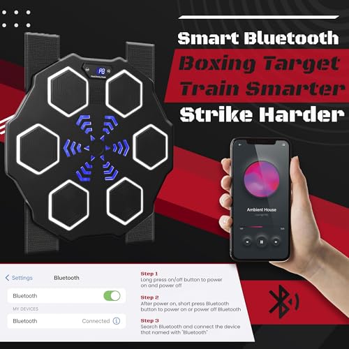 Punching Music Boxing Machine for Adults - Wall Music Punching Machine Adult w/Bluetooth, 9 Speed Level, Light up Boxing Target, Gloves - Music Boxing Machine Workout Pad for Home