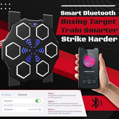 Punching Music Boxing Machine for Adults - Wall Music Punching Machine Adult w/Bluetooth, 9 Speed Level, Light up Boxing Target, Gloves - Music Boxing Machine Workout Pad for Home