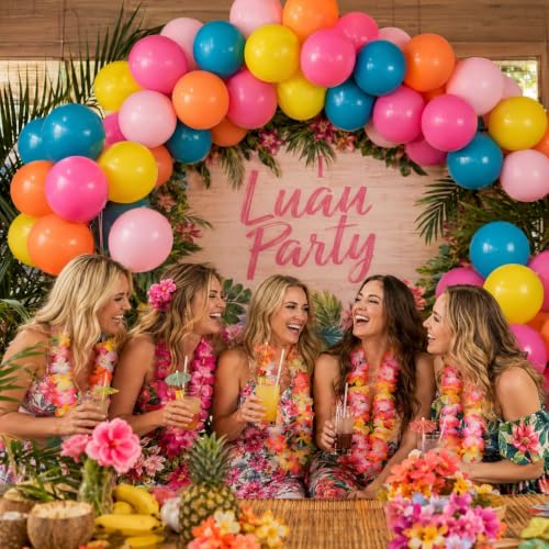 Colorful Balloons, 12 Inch Rainbow Multicolor Balloon for Birthday Party - color: Tropical Summer