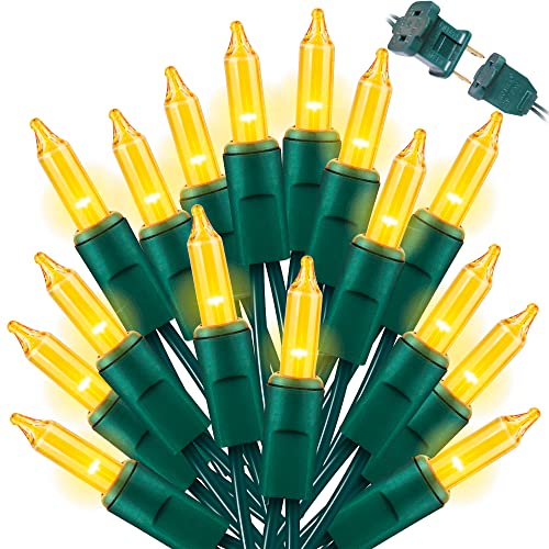 LAMPHOME Christmas String Light,100 Count Incandescent Mini String Light in 19.6ft,Indoor/Outdoor 120V UL Certified Mini Light for Christmas,Wedding,Patio Lawn,Home,Garden,Party,Store (Yellow) - color: Yellow, size: 100ct