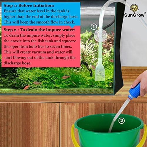 SunGrow Aquarium Fish Tank Gravel Cleaner Vacuum, Siphon Pump Aquarium Water Changer, Tank Cleaner, Syphon Cleaning and Water Changing Tools Kit with Priming Bulb, Aquarium Supplies, 65-inches - color: Blue