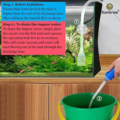 SunGrow Aquarium Fish Tank Gravel Cleaner Vacuum, Siphon Pump Aquarium Water Changer, Tank Cleaner, Syphon Cleaning and Water Changing Tools Kit with Priming Bulb, Aquarium Supplies, 65-inches - color: Blue