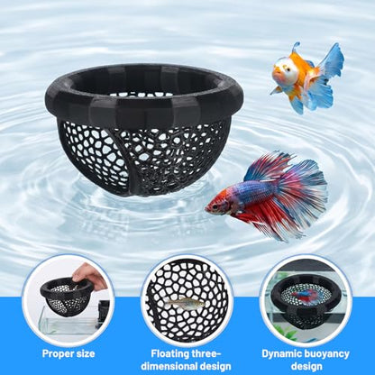 2Pcs Floating Betta Hammock & Shrimp Cave, 3D Printed Aquarium Decor with Feeding Ring in 2 Sizes, Betta Fish Hammock for Shrimp & Small Fish, Fishes Tank Accessories (Black)