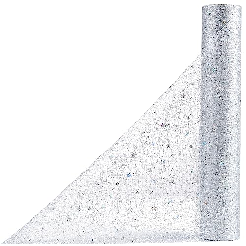 OSVINO Starry Moon Table Runner, Sequin Glitter Mesh for Wedding Party - color: Silver