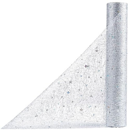 OSVINO Starry Moon Table Runner, Sequin Glitter Mesh for Wedding Party - color: Silver