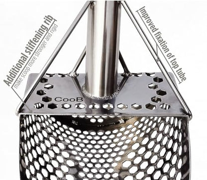 CooB Beach Sand Scoop Shovel Metal Detector Hunting Tool Monstrik v1 | Stainless Steel 1.5mm. Mixed Hexahedron 7-10mm Holes. Light and Strong Treasure Detecting Hunting Tool. Powered by CooB
