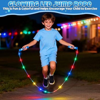 Led Jump Rope for Girls Kids -Glowing Jump Ropes Flashing Colorful Exercise Skipping rope Light Up Luminous Adjustable Skipping Ropes for Girls Boys Women Fitness Weight Loss - style: Blue